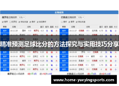精准预测足球比分的方法探究与实用技巧分享